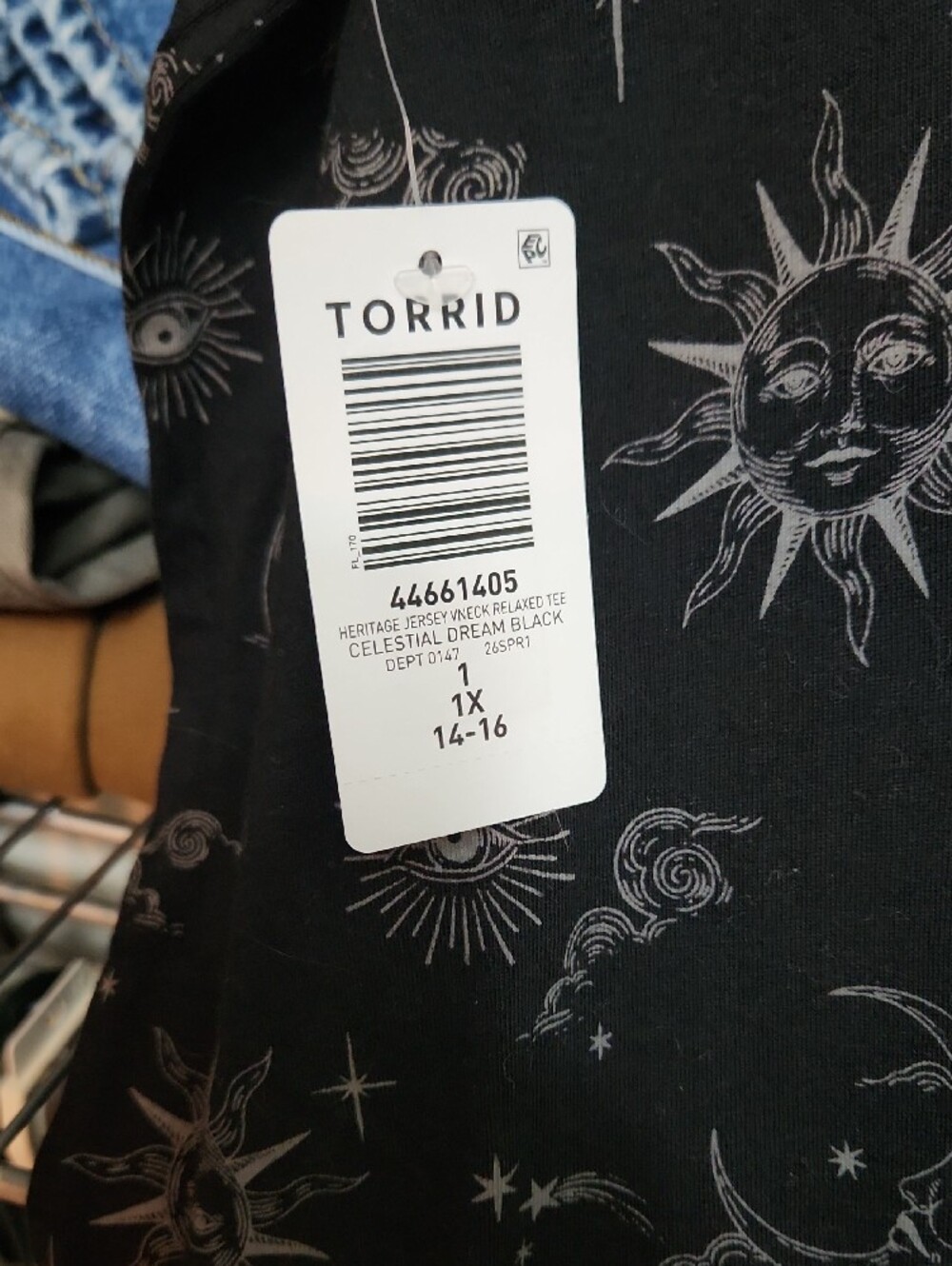 torrid Black V-Neck Tee with Light Gray Celestial Print - Picture 6 of 6
